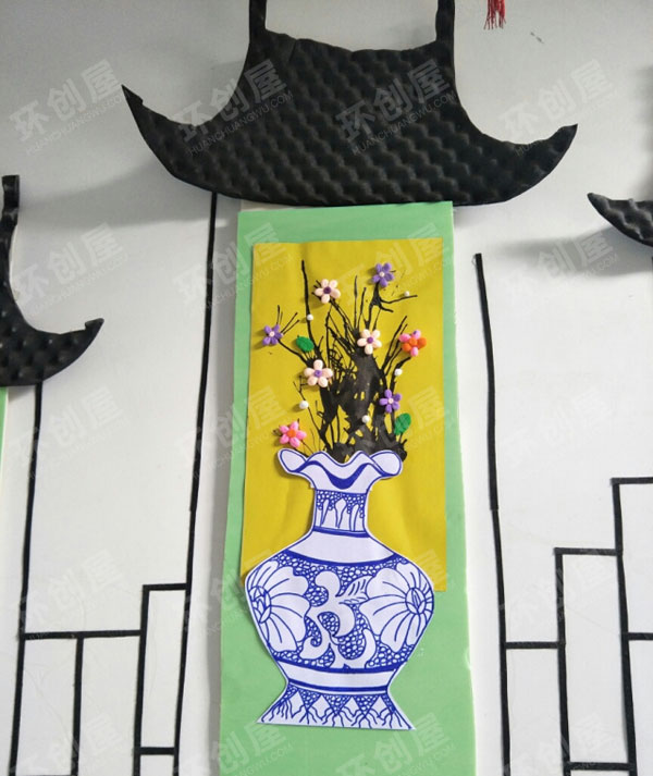 幼儿园中国风主题作品展示环创图片