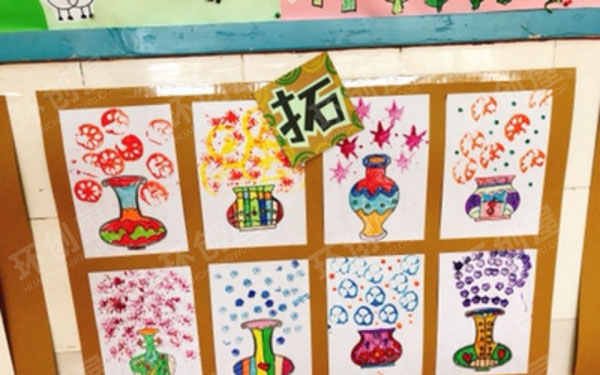 幼儿园作品展示环创蔬菜拓印画图片