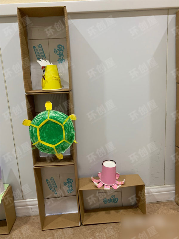 幼儿园作品展示环创牛奶盒的利用图片