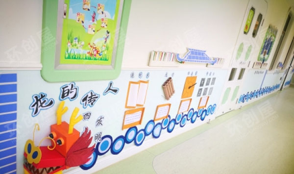 幼儿园中国风青花瓷作品展示环创图片