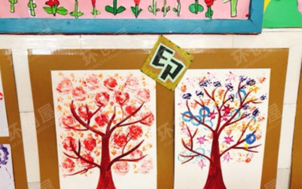 幼儿园作品展示环创蔬菜拓印画图片