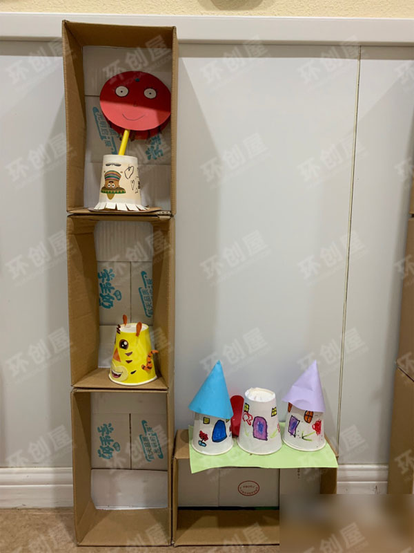 幼儿园作品展示环创牛奶盒的利用图片