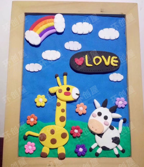幼儿园走廊环创超美的粘土画图片
