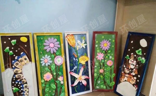 幼儿园走廊环创超美的粘土画图片