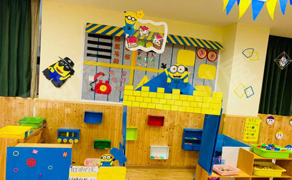 幼儿园黄色系整体环创图片