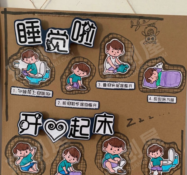 幼儿园简约风一日生活环创图片