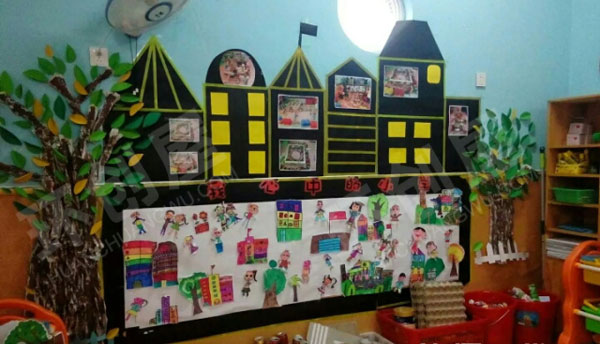 幼儿园建构区环创废物利用搭建图片
