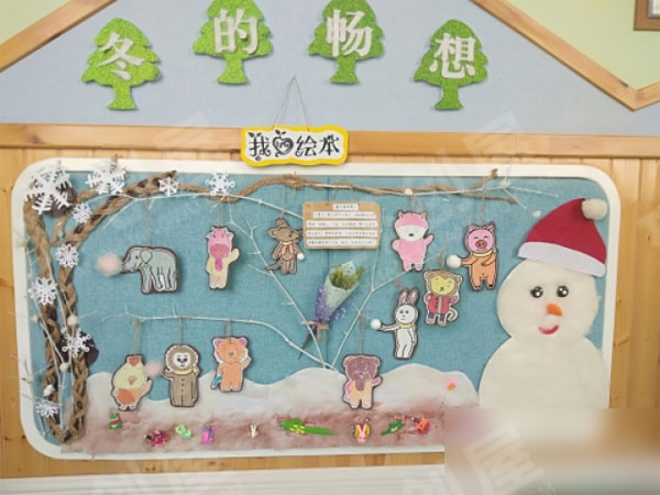 幼儿园综合区环创冬的畅想图片