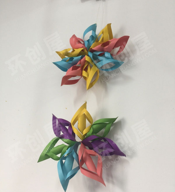 幼儿园废物利用吊挂饰环创图片