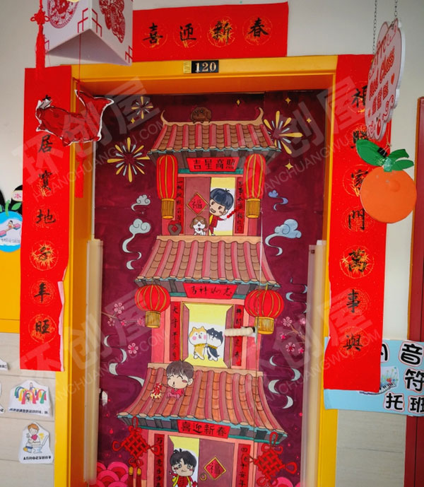 幼儿园新年主题门窗环创图片