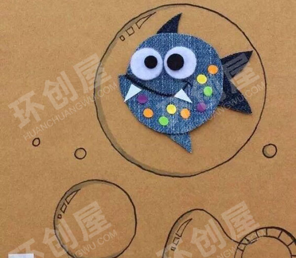 幼儿园美工区牛仔布创意画图片