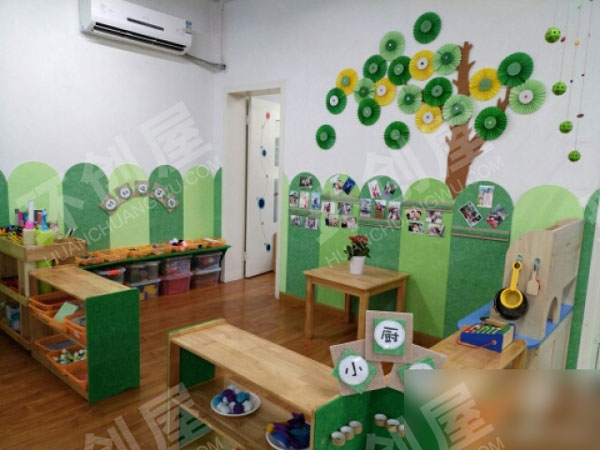 幼儿园绿色调主题墙图片