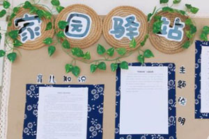 幼儿园蓝印花布青花瓷中国风家园联系栏图片4张