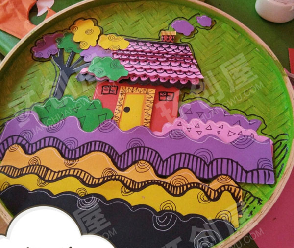 幼儿园作品展示手绘手工簸箕画图片