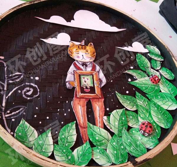 幼儿园作品展示手绘手工簸箕画图片