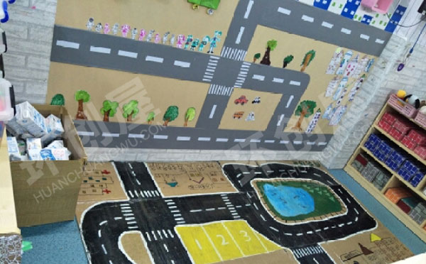 幼儿园建构区公路墙面地板图片
