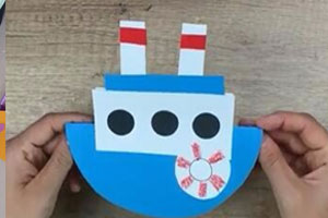 幼儿园美工区会动的立体大轮船图片3张