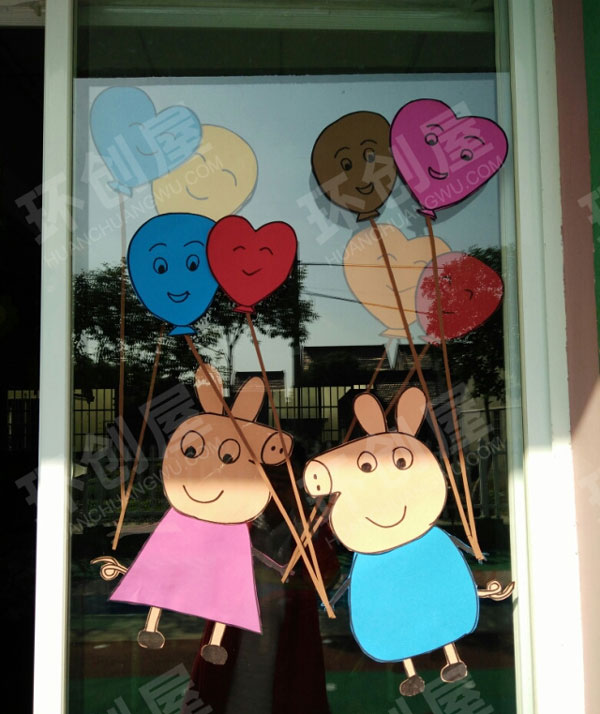 幼儿园卡通风窗户装饰图片