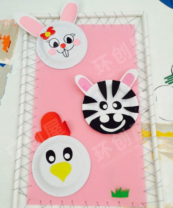 幼儿园作品展示纸盘装饰图片