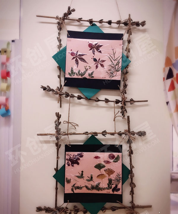 幼儿园作品展示芝麻杆卡纸工艺图片