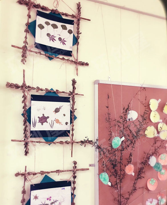 幼儿园作品展示芝麻杆卡纸工艺图片