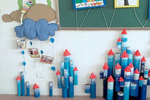 幼儿园建构区废物利用建城堡图片