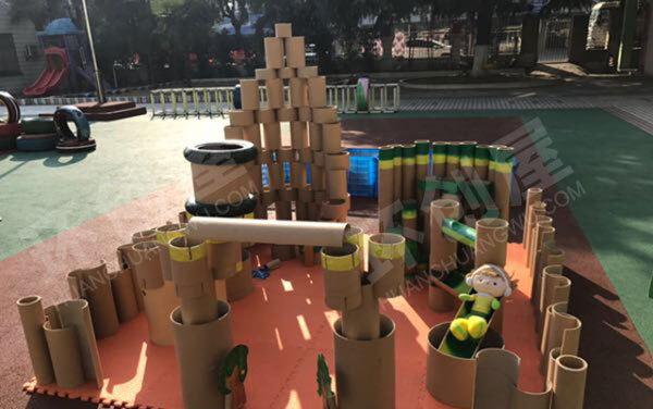 幼儿园各种低结构材料建构幸福小区图片