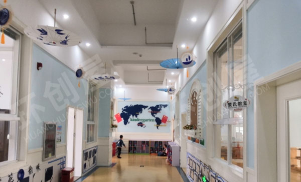 幼儿园中国风青花瓷走廊图片