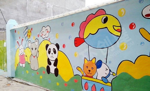 幼儿园户外墙画作品图片