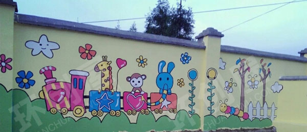 幼儿园户外墙画作品图片