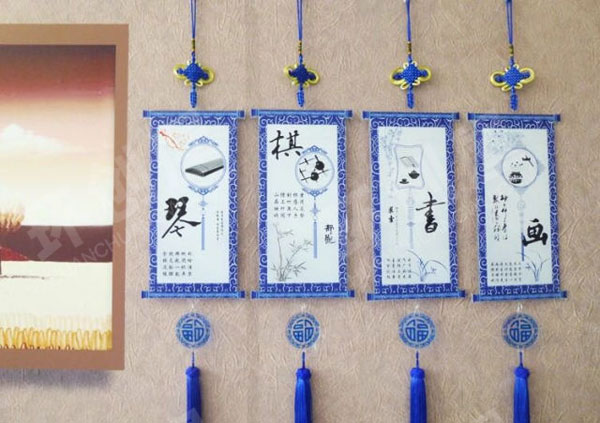 幼儿园中国风青花瓷走廊环创图片