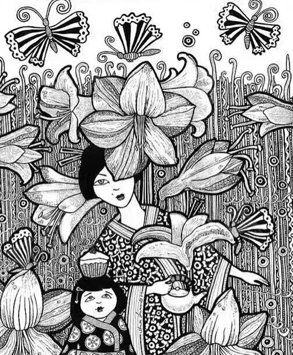 幼儿园线描画作品展示图片