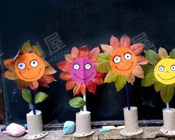 幼儿园美工区树叶变花朵图片