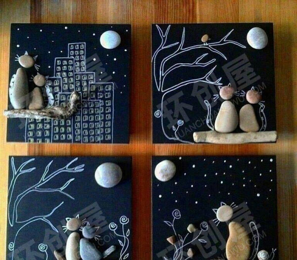 幼儿园美术区漂亮的石头画图片