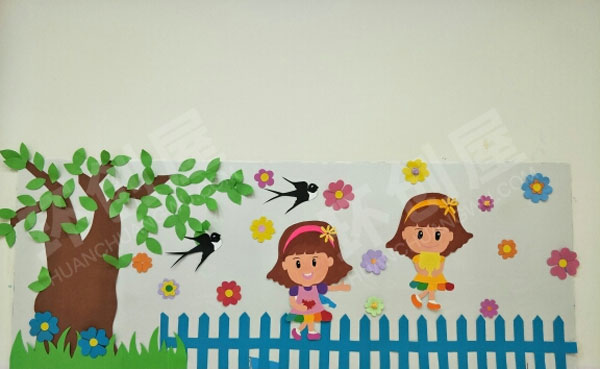 幼儿园主题墙春暖花开环创图片