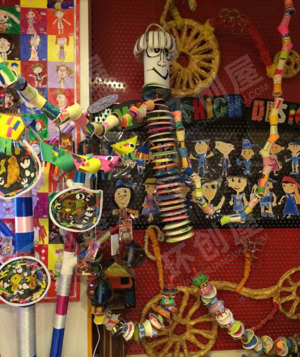 幼儿园作品展示各种创意墙面画图片