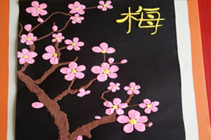 幼儿园作品展示太空泥作品梅兰竹菊图片4张