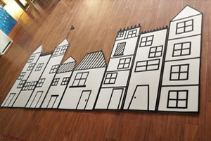 幼儿园建构区墙壁建构画图片