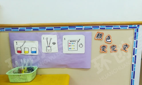 幼儿园科学区颜色变变变环创图片