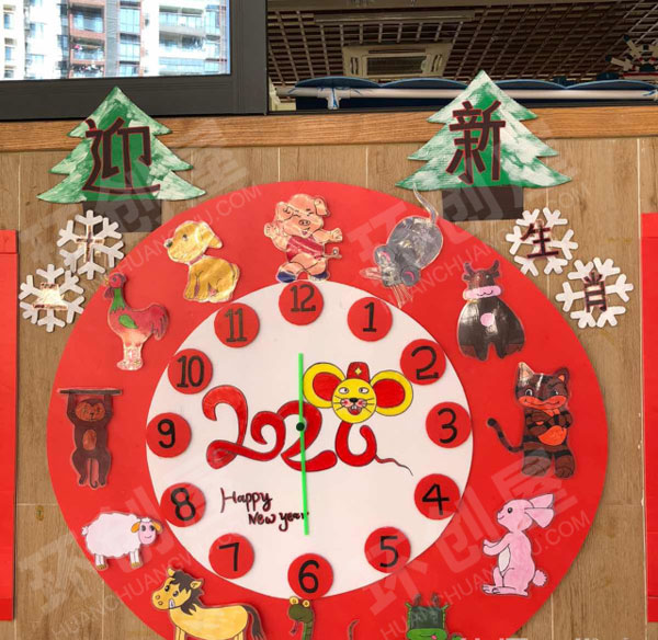 幼儿园喜迎新年主题墙图片