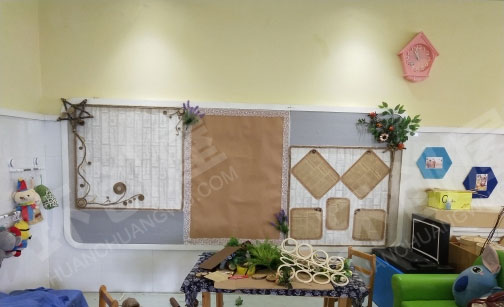 幼儿园原木风主题墙饰我爱我家图片