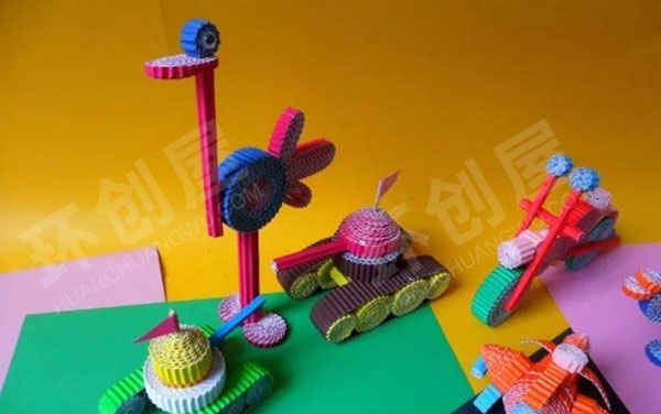 幼儿园作品展示瓦楞纸创意图片