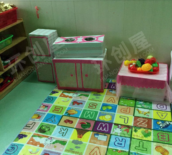幼儿园角色区绿色小清新娃娃家图片