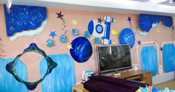 幼儿园墙面布置宇宙与星空图片