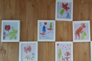 幼儿园一叶知秋树叶拓印画作品展示图片7张