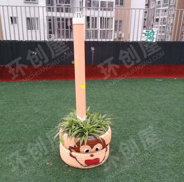 幼儿园户外环创轮胎种植图片