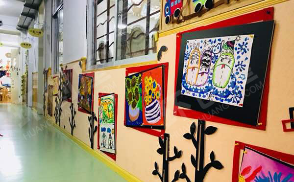 幼儿园走廊四季水粉画装饰图片