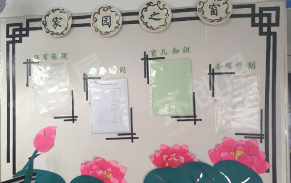 幼儿园复古中国风风格家园联系栏图片