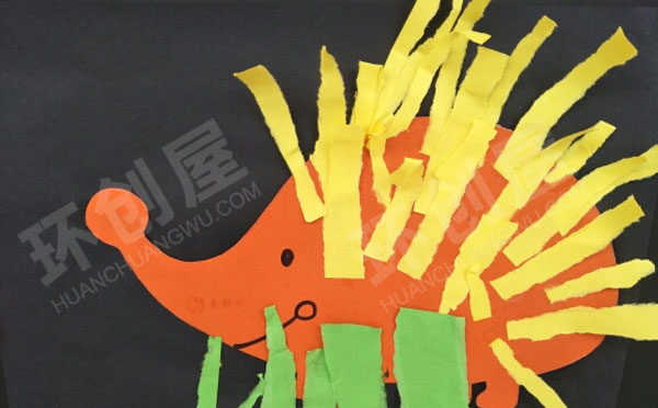 幼儿园撕贴画小刺猬作品展示图片