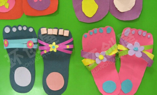 幼儿园手工拖鞋作品展示图片